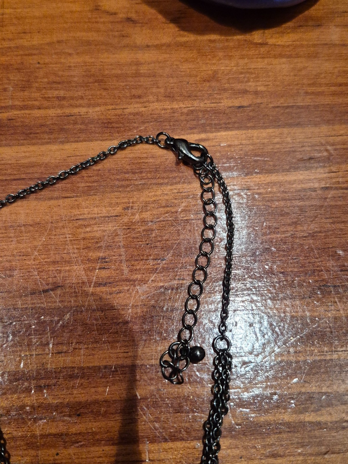 2010s Gothic Black Necklace with Purple Gem and Dangling Purple Crystal