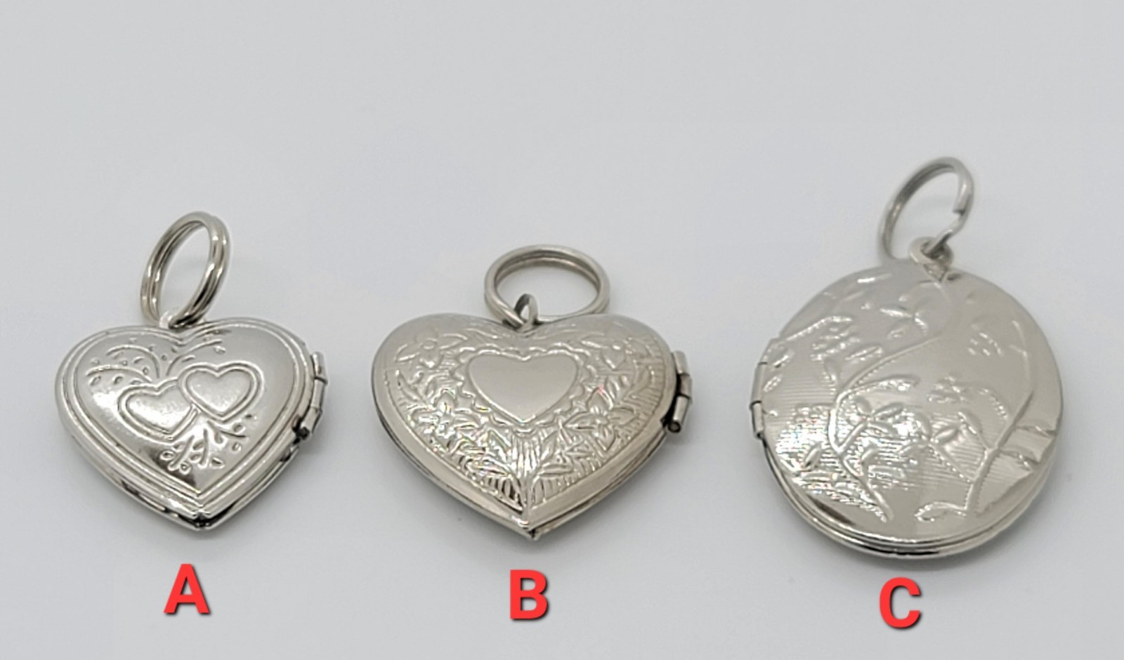 Silver Tone HEART LOCKET – Picture Photo Memory People Pet, Charm Keychain, .75″