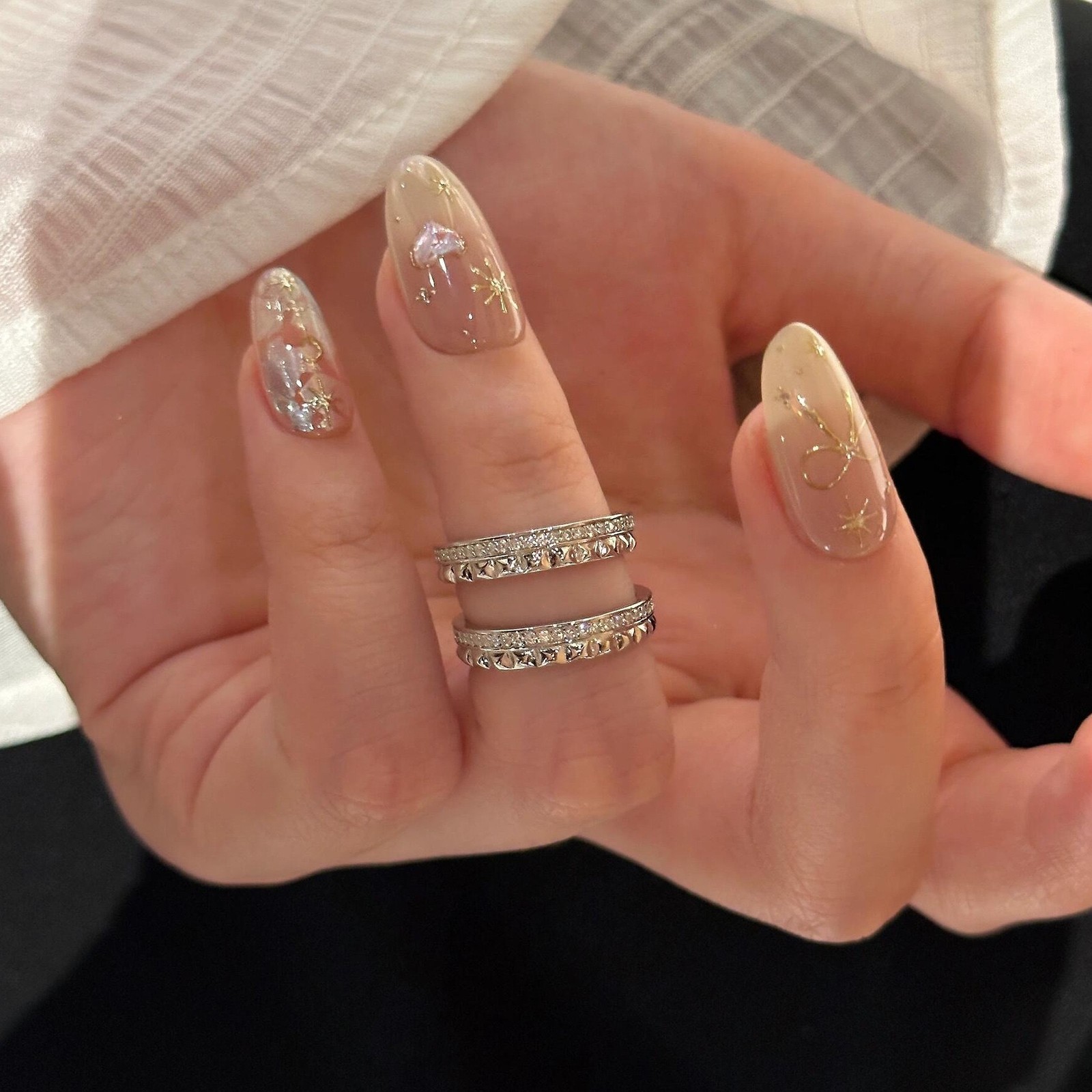 Half-circle Iced Zircon Lozenge Effect Tail Ring Women Gift 925 Sterling Silver