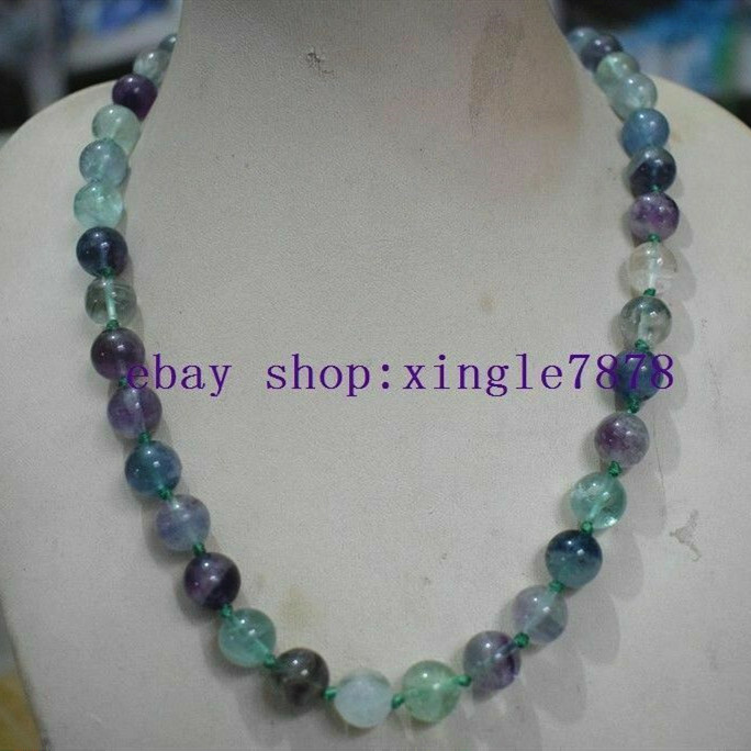 Long 18-36 Inch 10mm Multicolor Fluorite Round Gemstone Beads Necklace AAA+