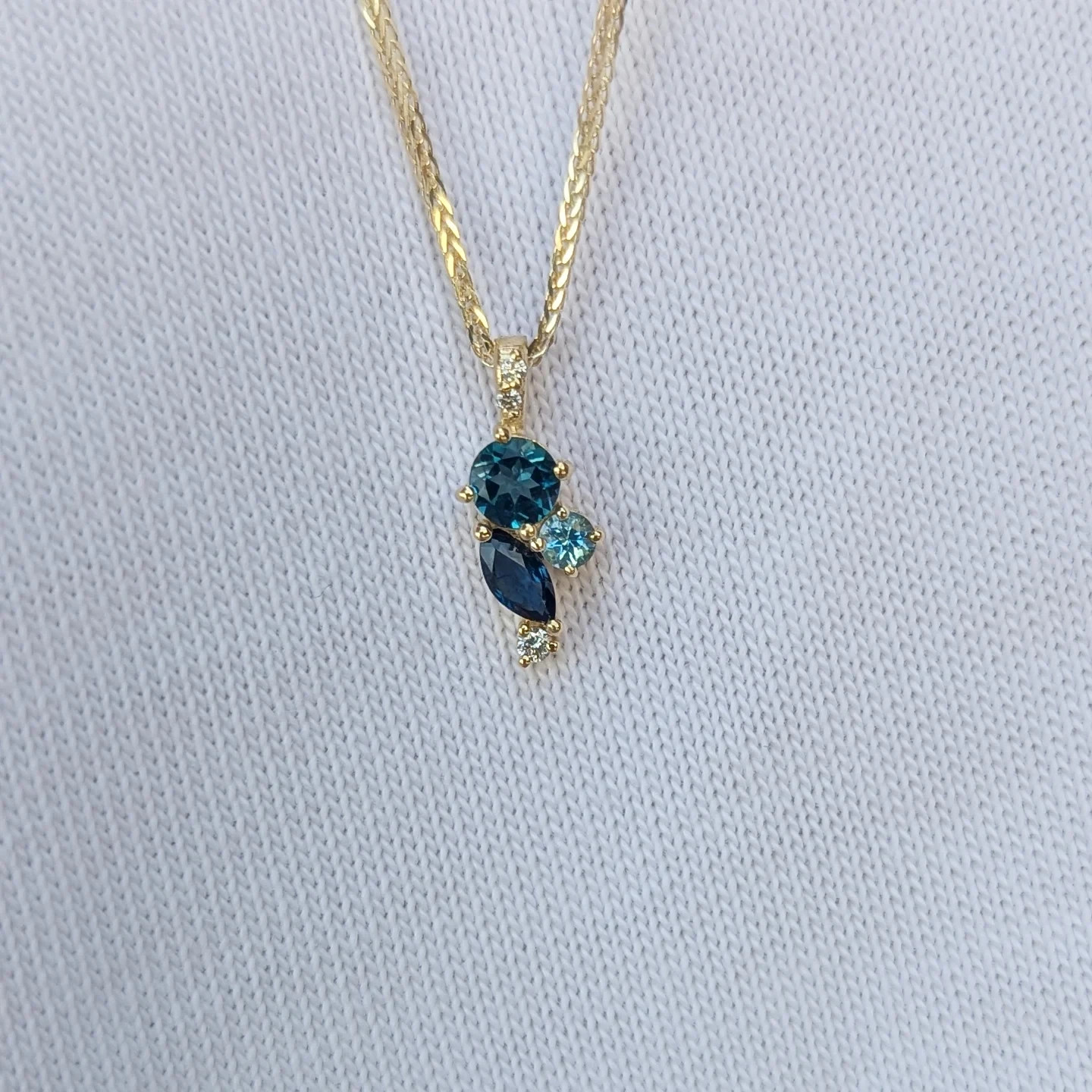 Multi Cut Stone Pendant Gold Plated Three Stone CZ Diamond Necklace For Women’s