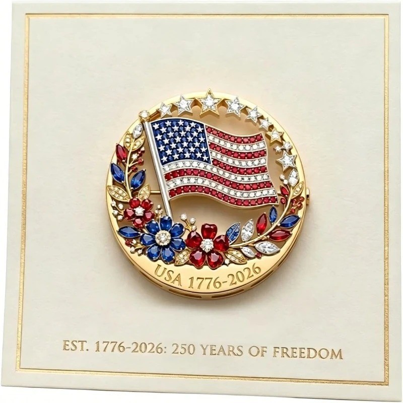 Patriotic American Flag Brooch Pin 250 Years of Freedom USA Men Women Jewelry