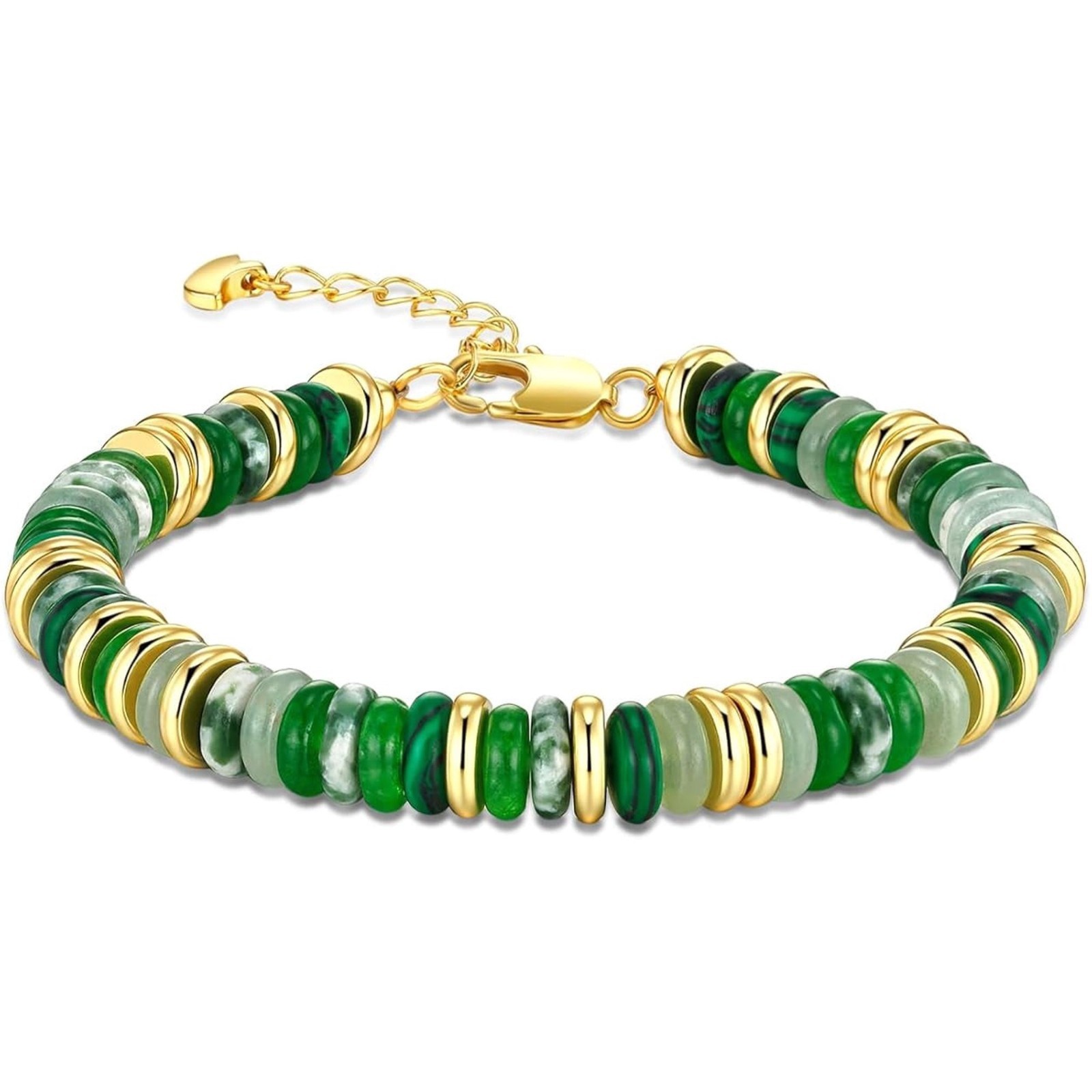 Gold Tone Multicolor Disc Beaded Bracelet Women Simulated Stone Jewelry Gift Set