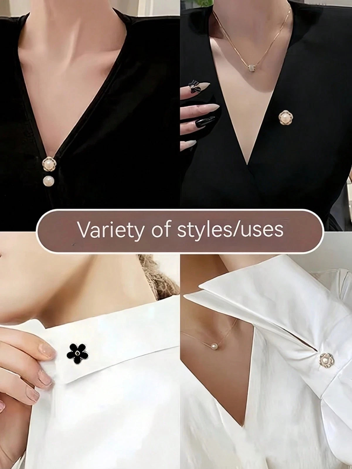 Women Shirt Brooch Buttons Blouse Pins Modesty Pins Cover Up Brooch Pins