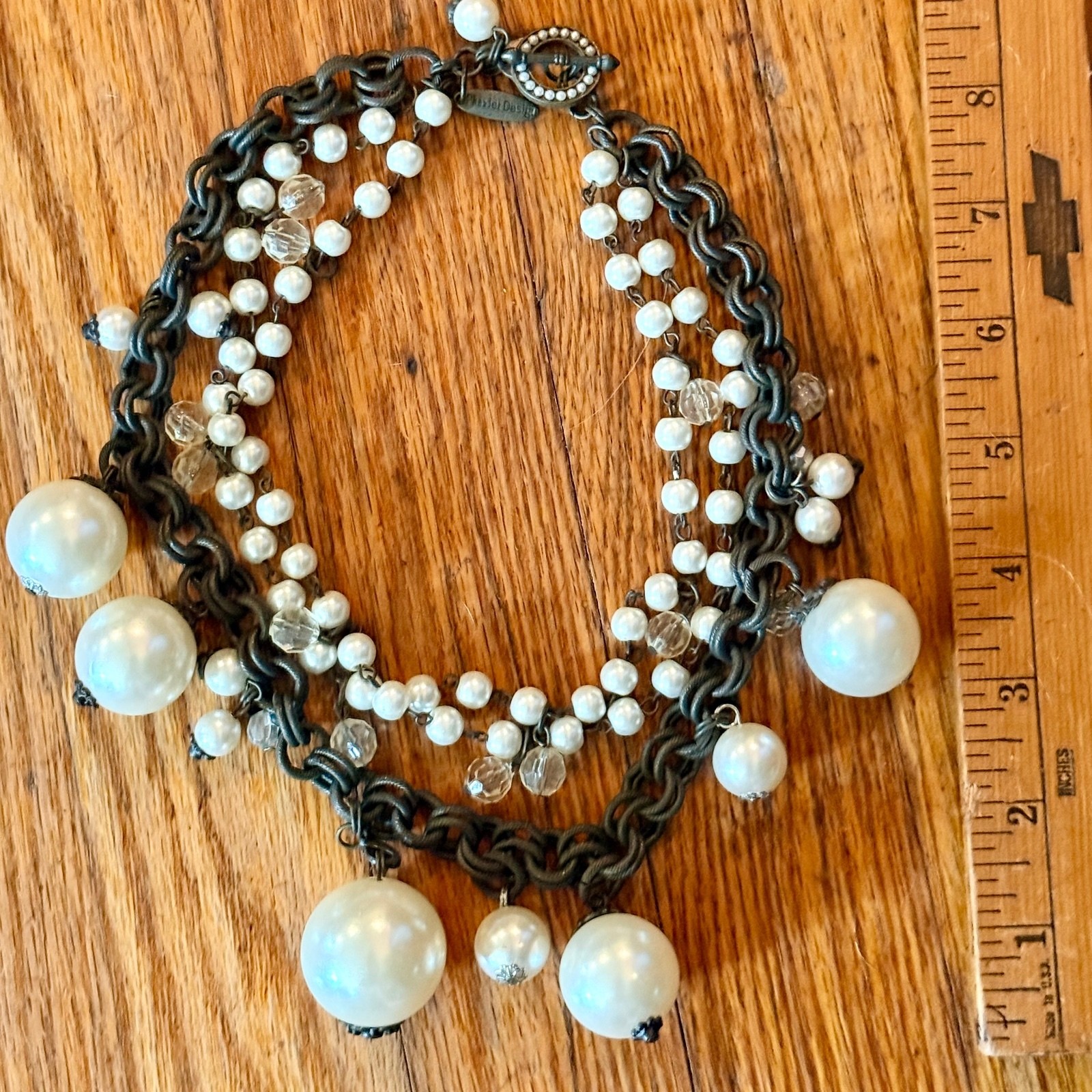 Plunder Design Multi-Strand Pearl Statement Necklace with Toggle Clasp