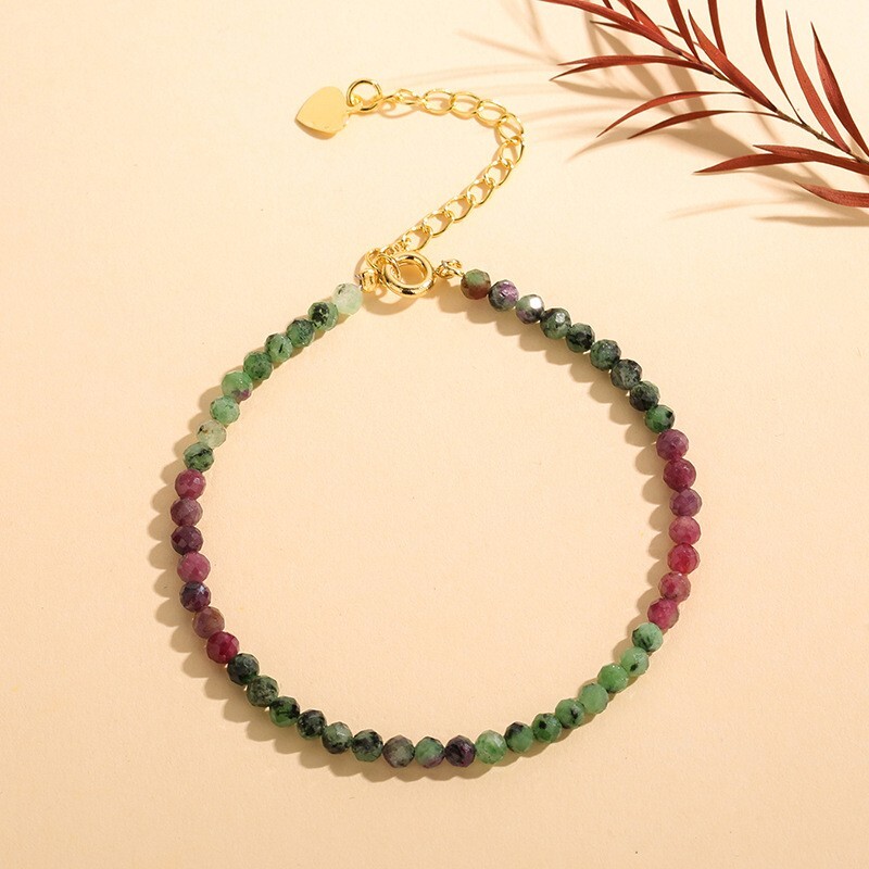 Natural Ruby Zoisite Stone Stone Bracelet Anyolite Gemstone Bracelet Minimalist