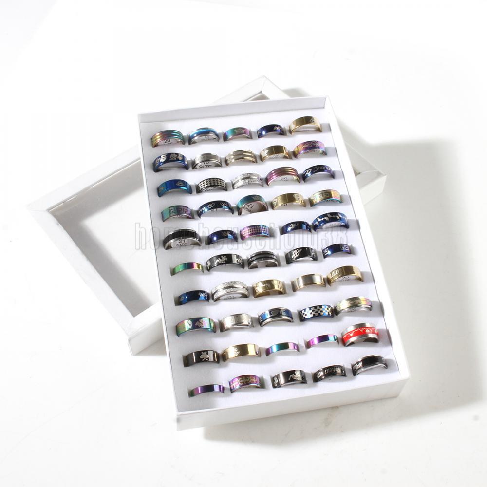 50pcs Bulk Lot Mixed STAINLESS STEEL Rings Men’s Fashion Wedding Ring Wholesale