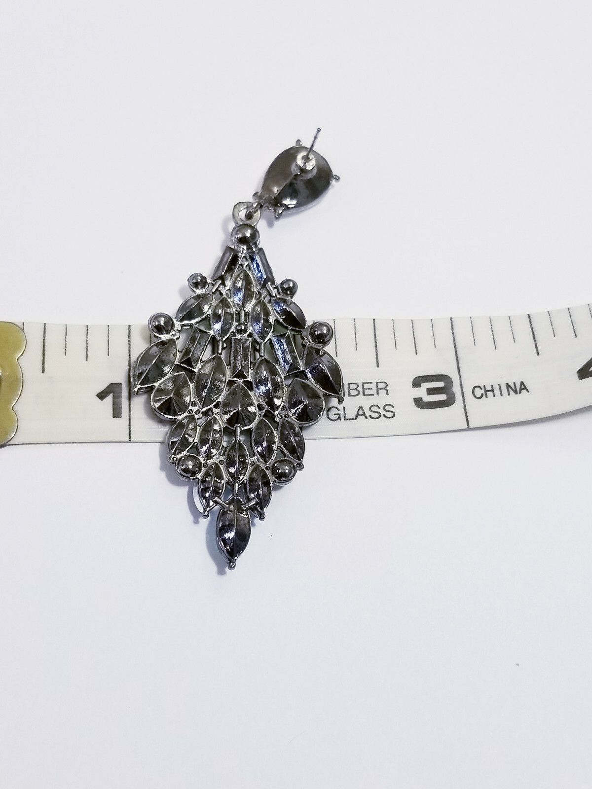 Rhinestone Chandelier Earrings Clear 3 in