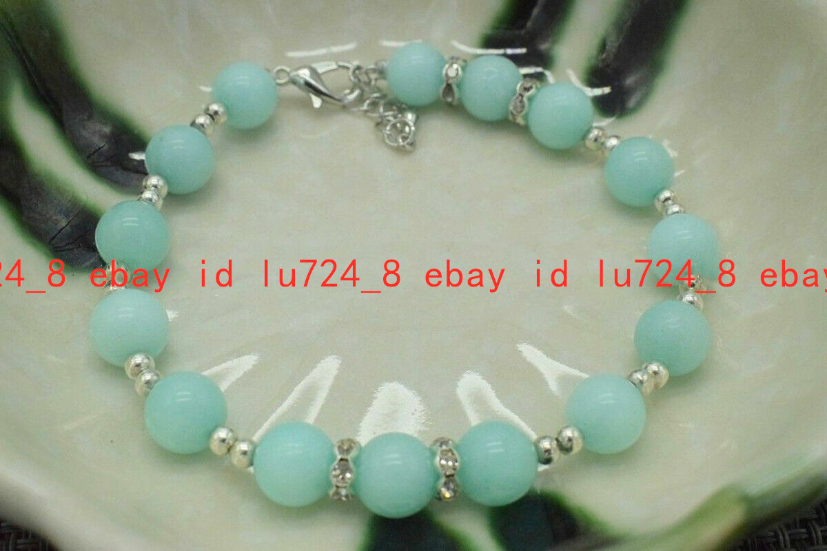 Natural 6/8/10mm Blue Amazonite Round Gemstone Beads Bracelet Jewelry 7.5”