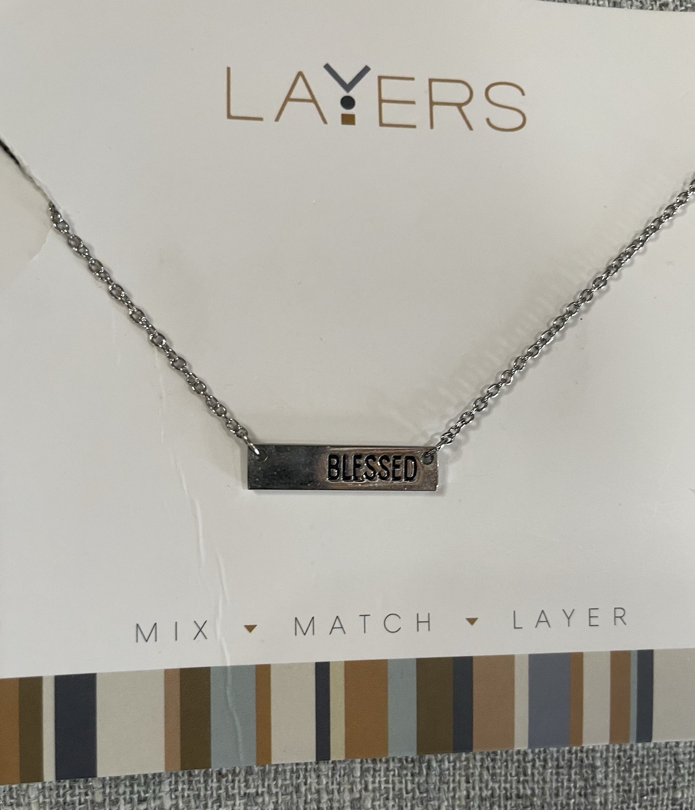 Layers “BLESSED” Necklace Silver Adjustable Mix Match Christian LAY-533S