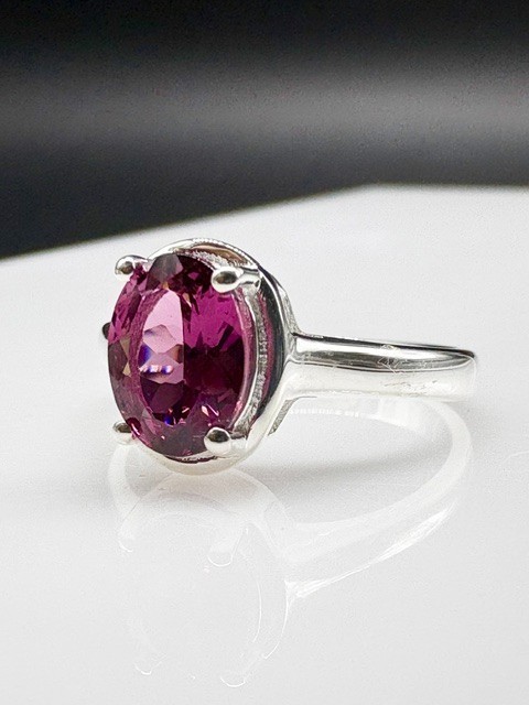 Pink Malaya Garnet Ring, Sterling Silver, Minimalist Jewelry