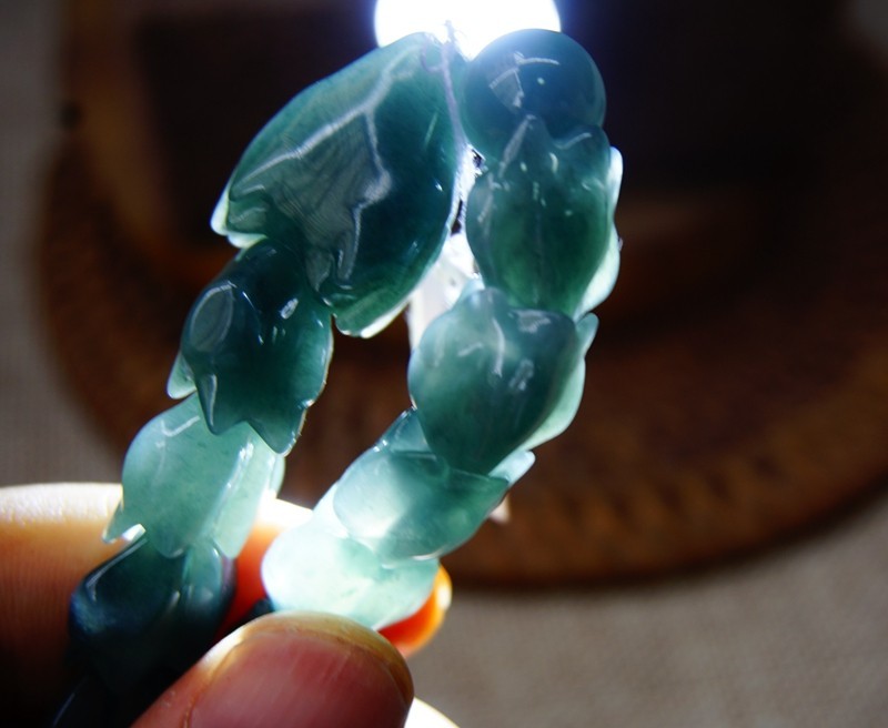 Certified Natural Grade A Jade Jadeite Dragon Bone Beaded Bracelet 7.5” 2203