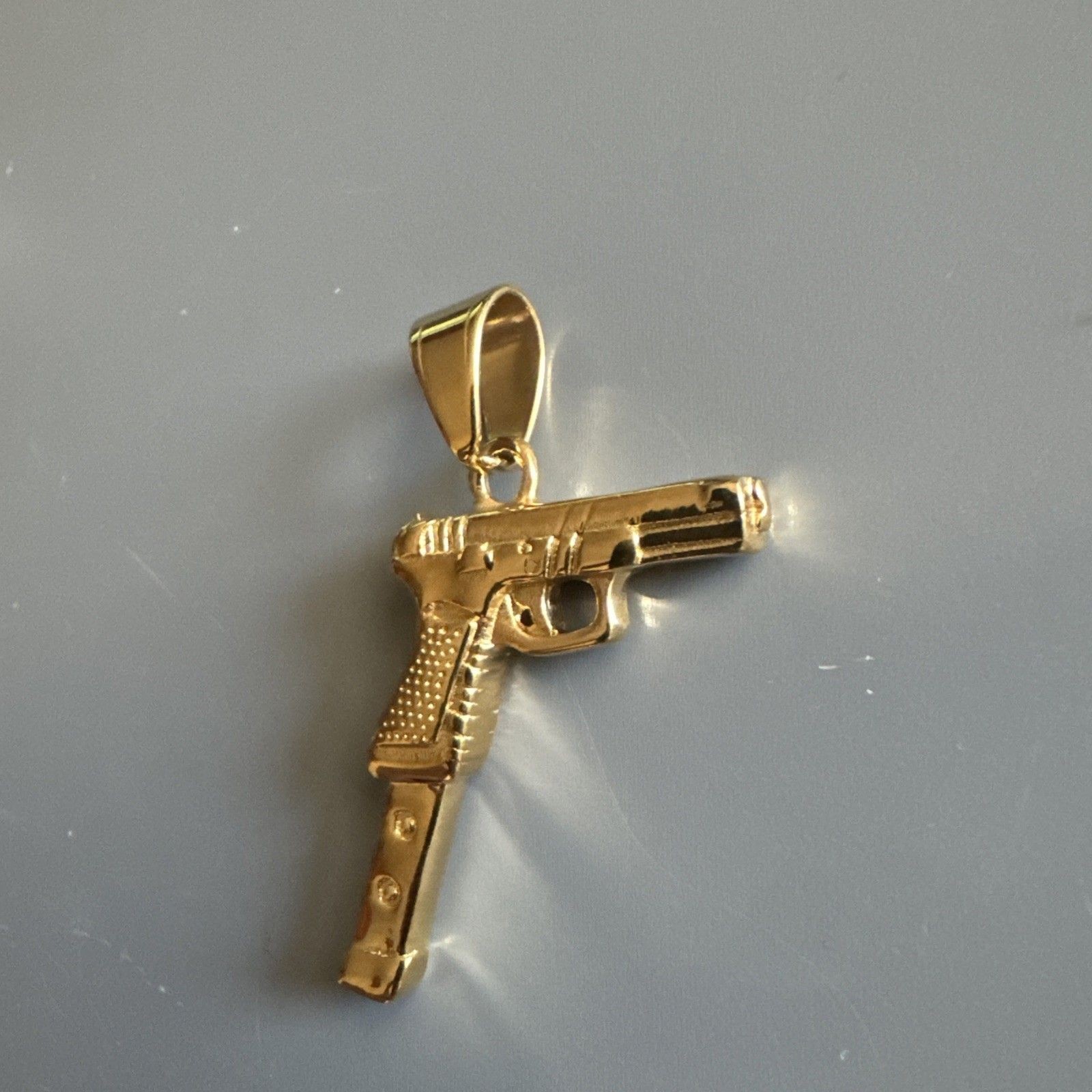 Stainless Steel Pendant Gun Glock Extended Clip Hip Hop Street Wear 24” Chain