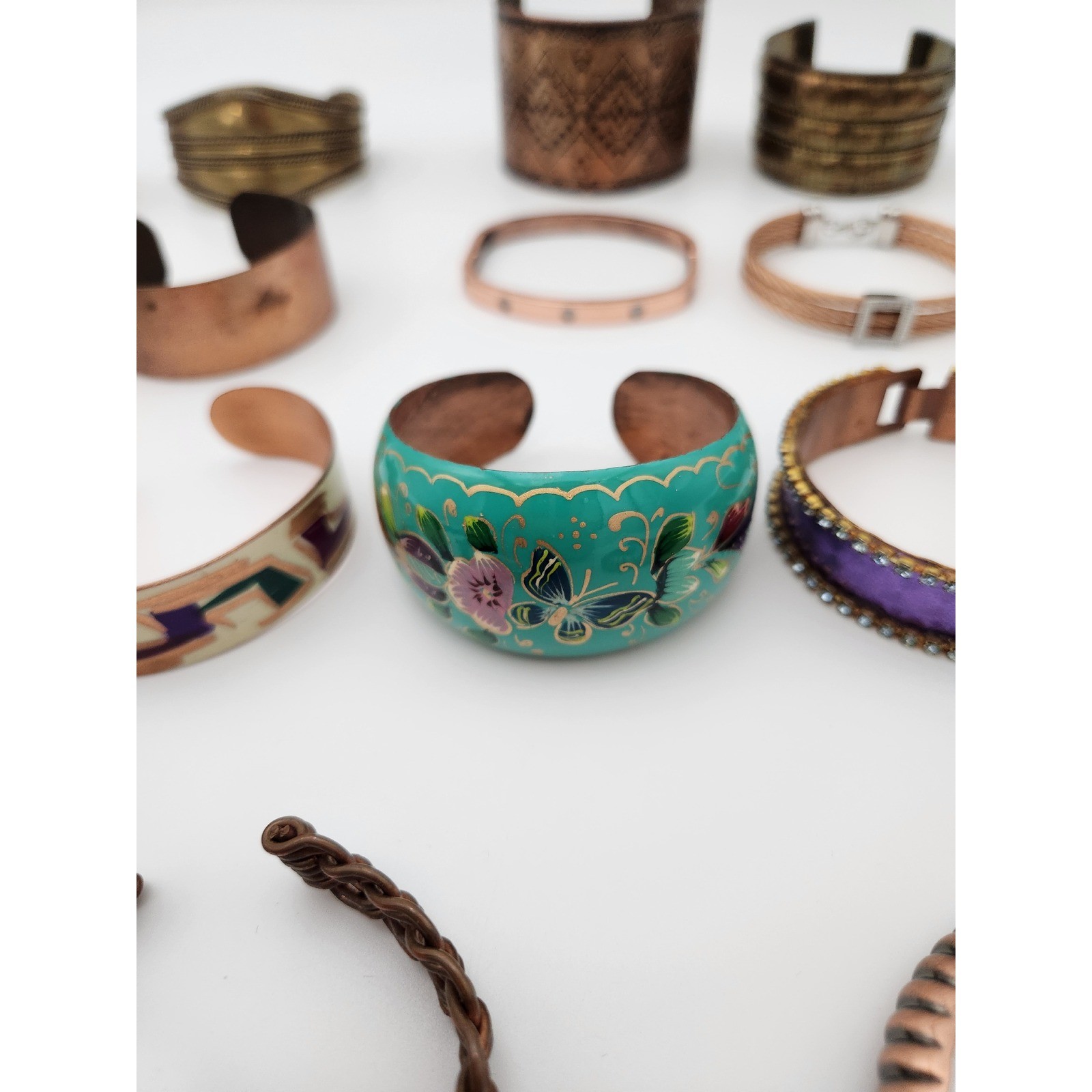 Unbranded Bracelet Lot Womens OS Mixed Copper Brass Enamel Boho Eclectic 16pc