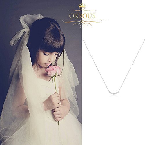 18k White Gold Plated Cubic Zirconia Arch Pendant Necklace by Orrous & Co
