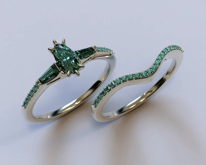 Emerald Engagement Ring Handmade Wedding Ring For Her Gemstone Bridal Ring
