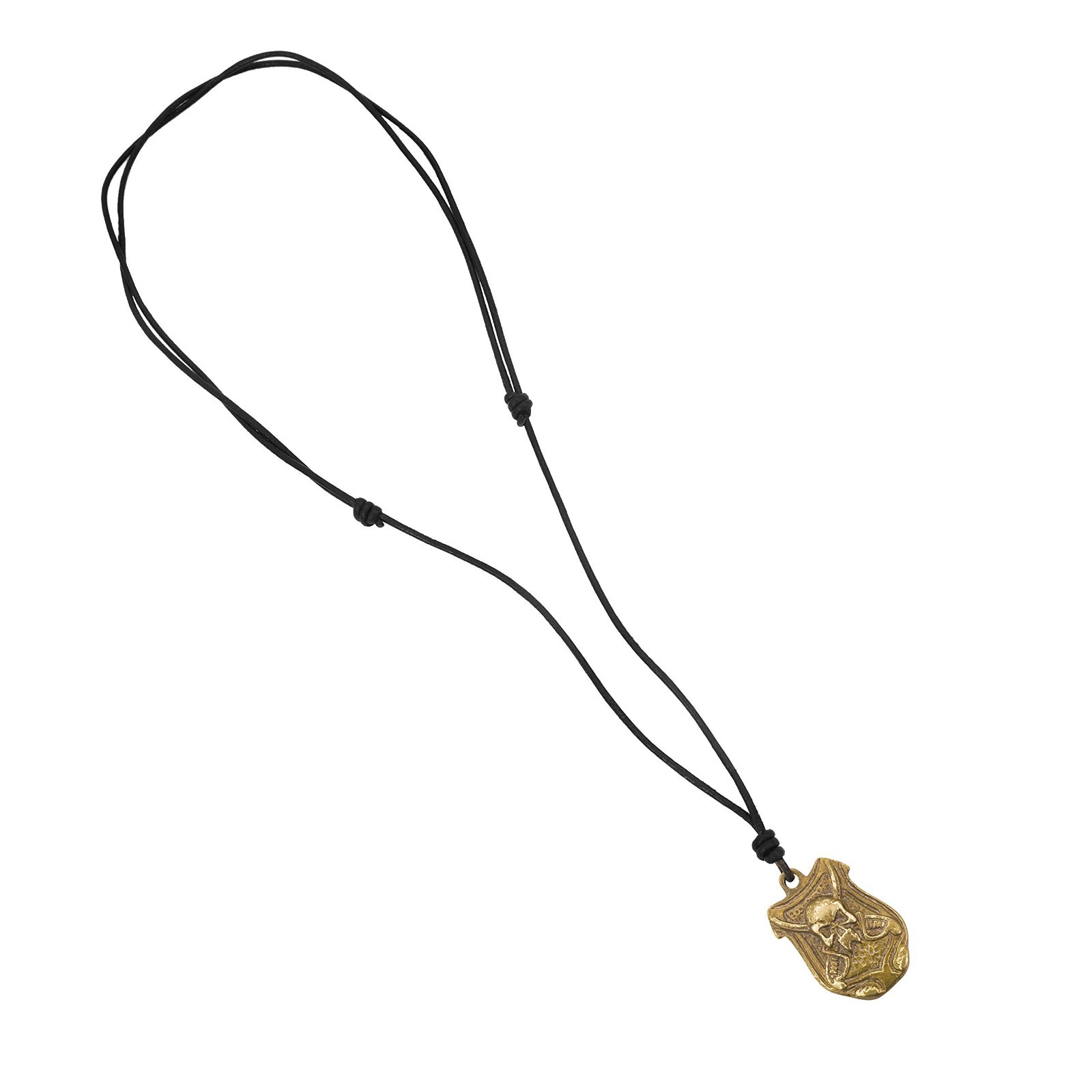 Medieval Pirate Pendant Adjustable Necklace with Black Leather Cord