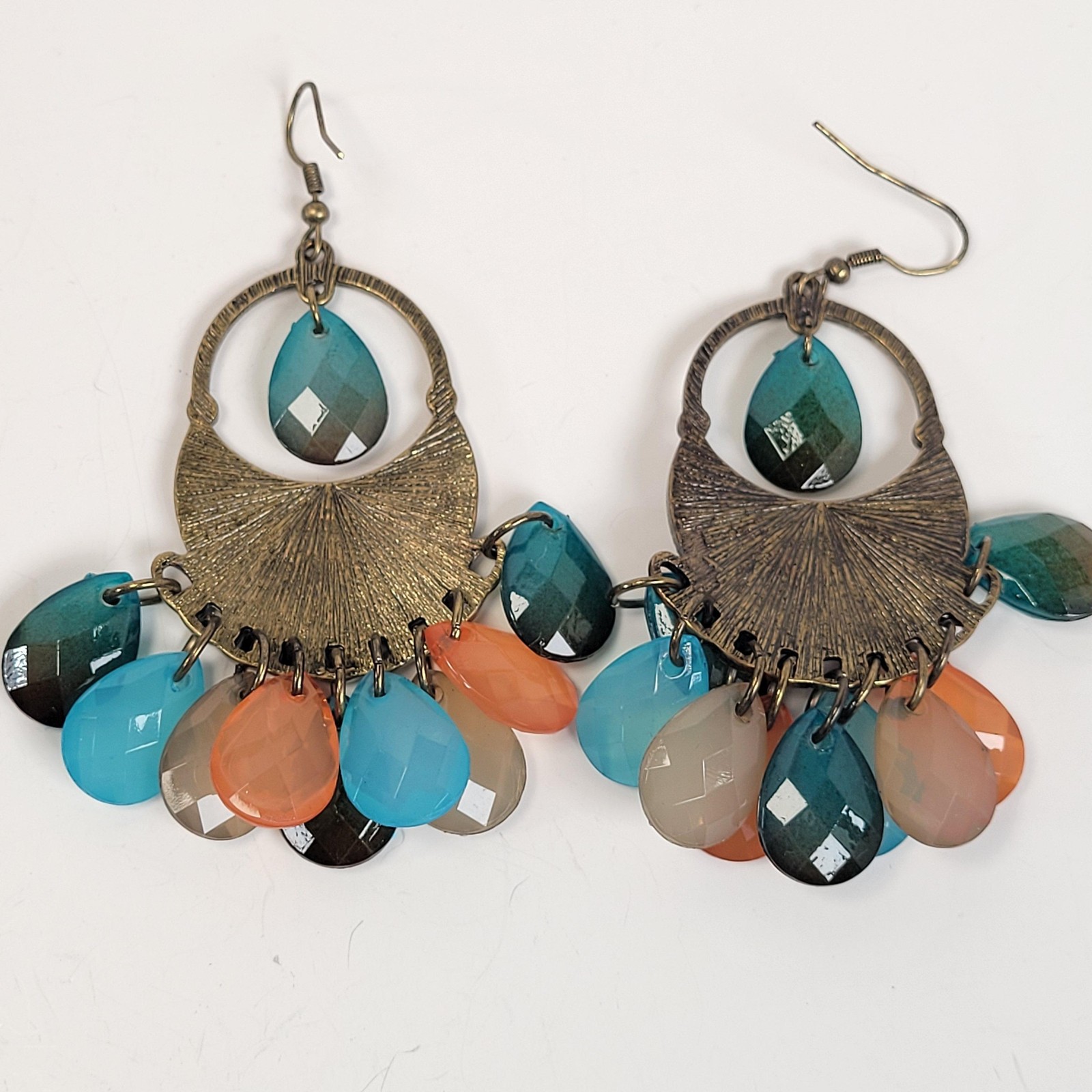Boho Multicolor Acrylic Chandelier Earrings Teardrop Dangle Statement Jewelry