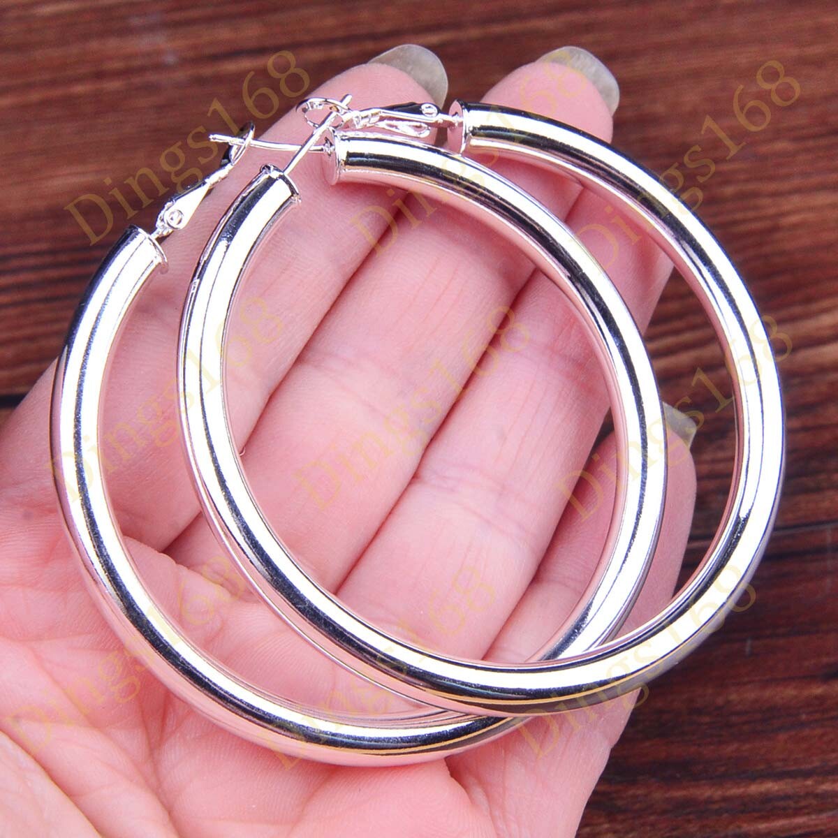 Genuine 925 Sterling Silver 5mm Thick 70mm/2.8″ Very Large Tubular Hoop Earrings