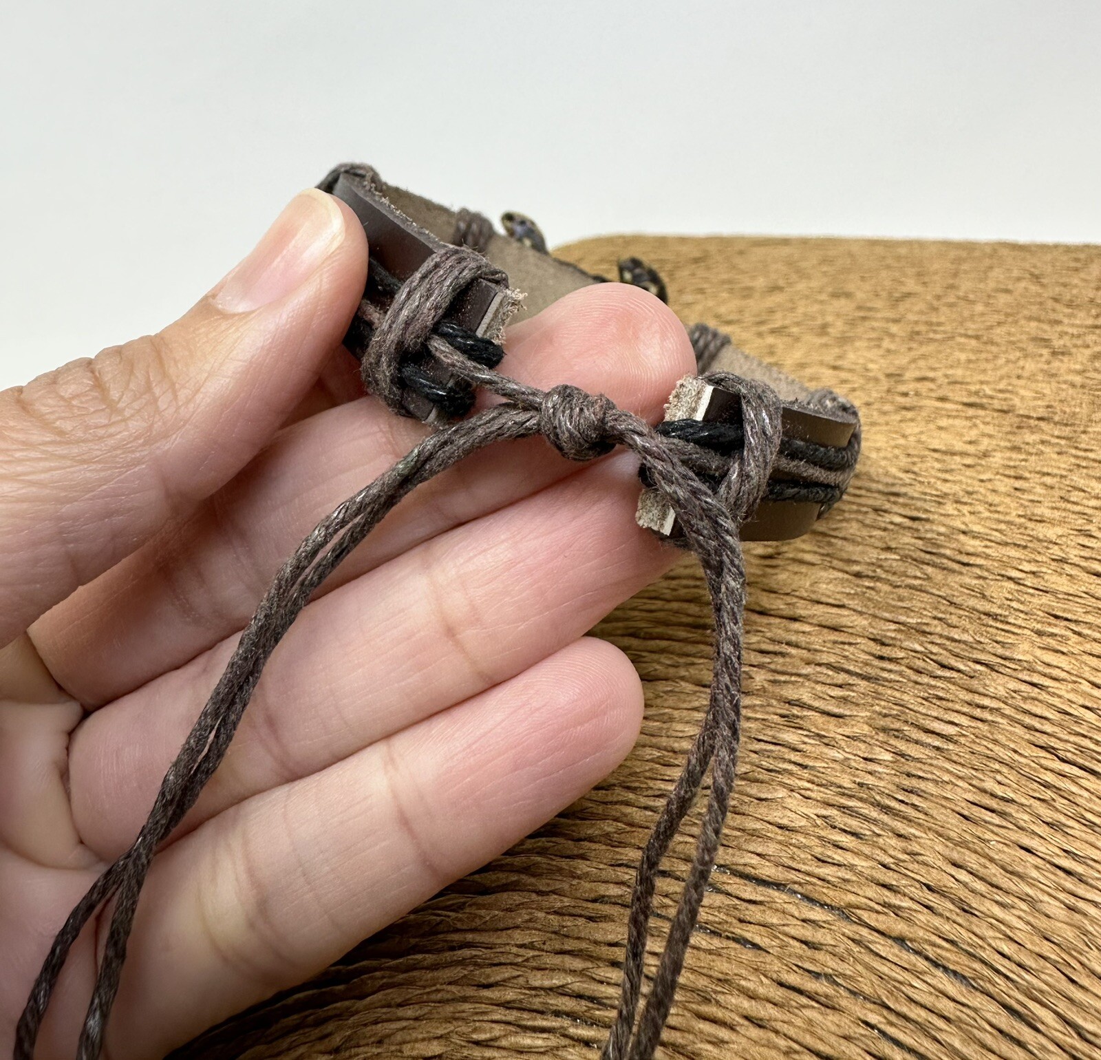 Handcrafted Brown Turtle Bracelet with Adjustable Leather Cord – Unique Jewelry