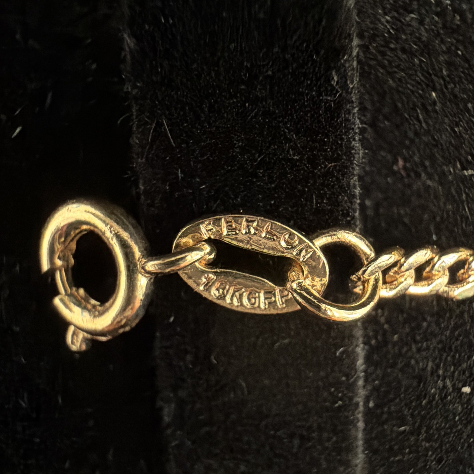 18kGold filledReligious Figaro Charm BABY Bracelet Cross & Medals, Signed, 6 in