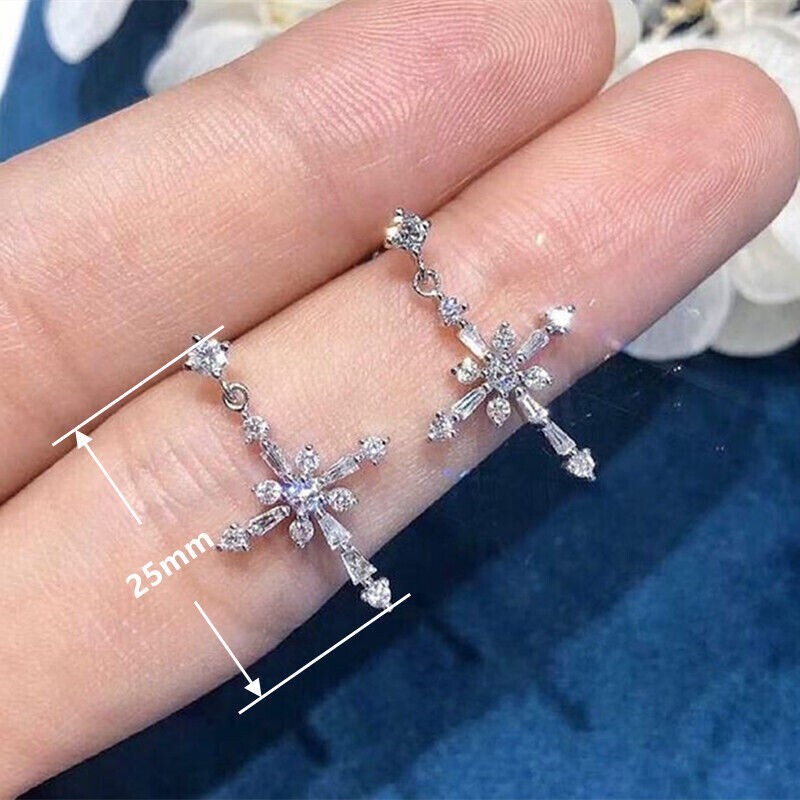 2Ct Round Cut Simulated Diamond Stunning Drop Earrings In 14K White Gold Plated