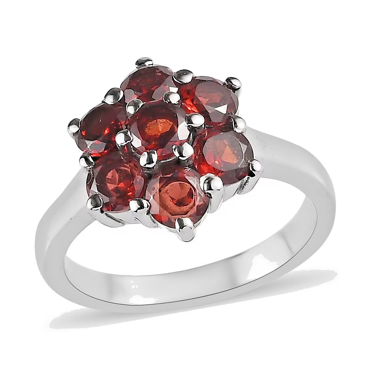 Mozambique Round Garnets 2.35 ctw Floral Ring in 316L Stainless Steel Size 8 NEW