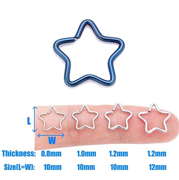 Star Surgical Steel Ring Hoop For Ear Helix Cartilage Tragus Body Piercing