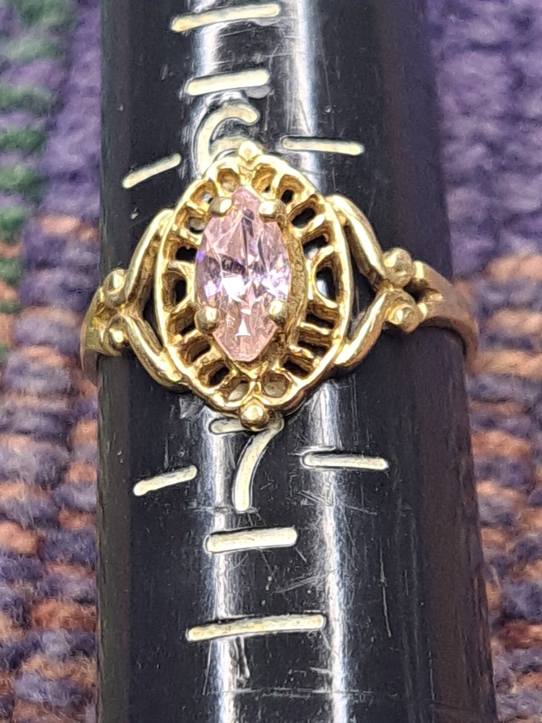 Ring 1 Carat Pink Gemstone Ring in 10K Solid Yellow Gold Size 6.5 11-14