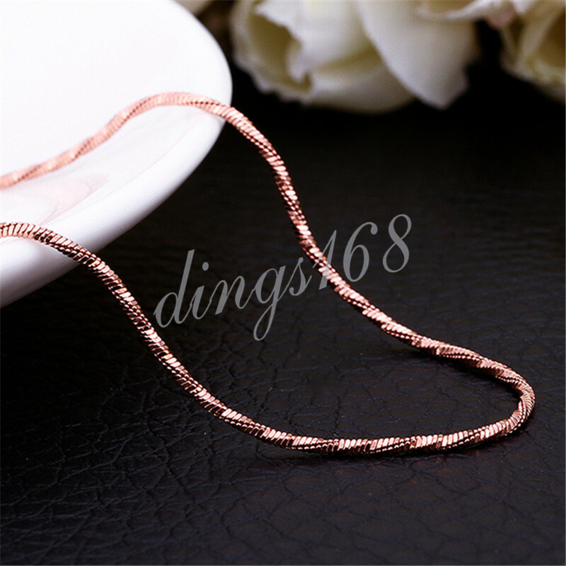 18K Rose Gold Filled Tarnish-Resist 17″ ~19.5inch 1.5mm Wide Chain Necklace H818