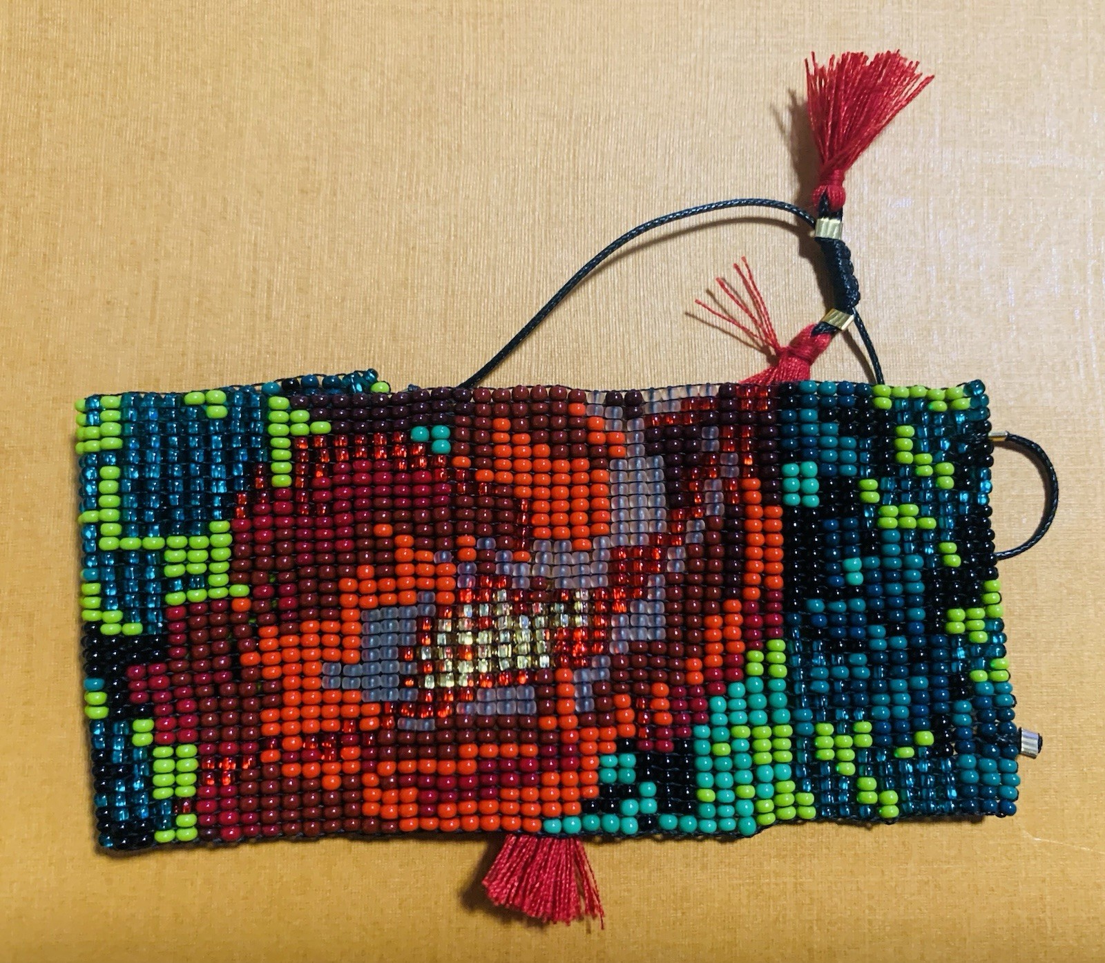 Beaded Bead Bracelet Wide, Colorful Tassels (Green, Red, Black, Etc.)