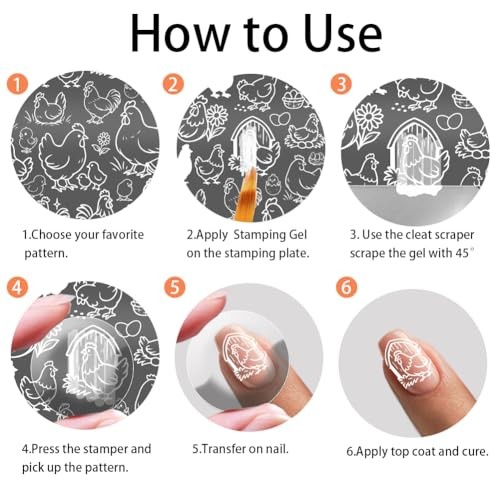 3pcs Chickens Ducks Nail Stamp Plate Farm Theme Print Art Template Stainless