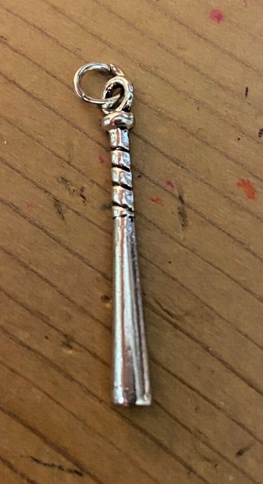 Silver Pewter 3D 35x5mm Baseball Softball Bat Charm!