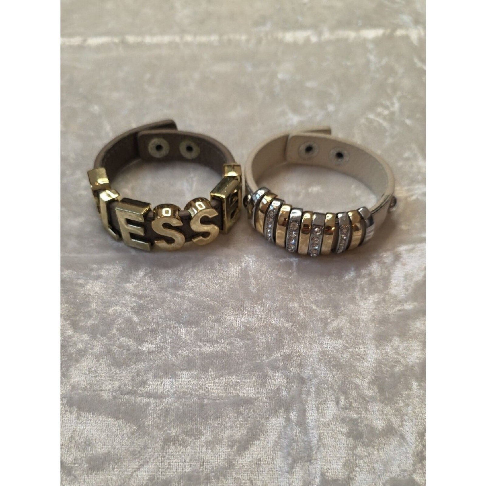 Blessed Gold Tone Letter & Two Tone Faux Leather Bracelets