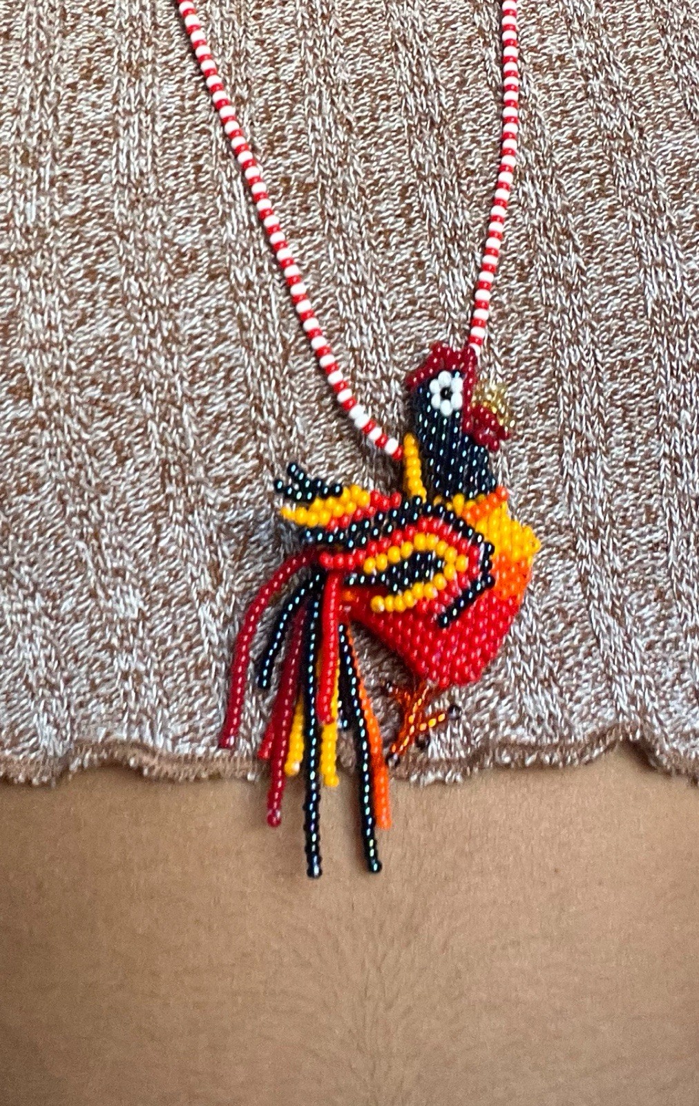 Beaded Rooster Necklace – Fun Summer Accessory, Handmade Gift