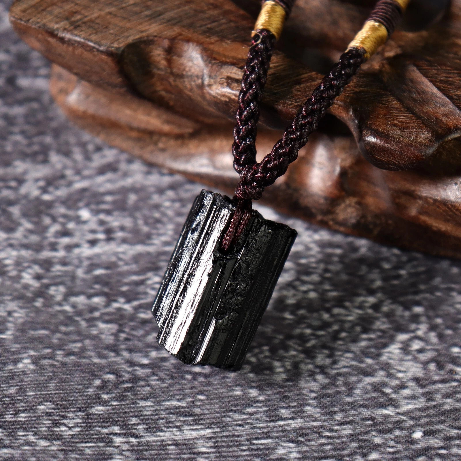 Natural Rough Black Tourmaline Pendant Raw Stone Necklace Unisex Crystal Jewelry