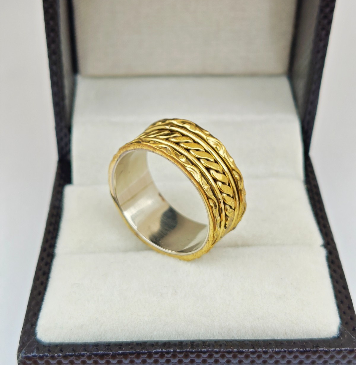 Rope Pattern Solid Brass Designer Spinner Ring Meditation Ring Handmade Jewelry