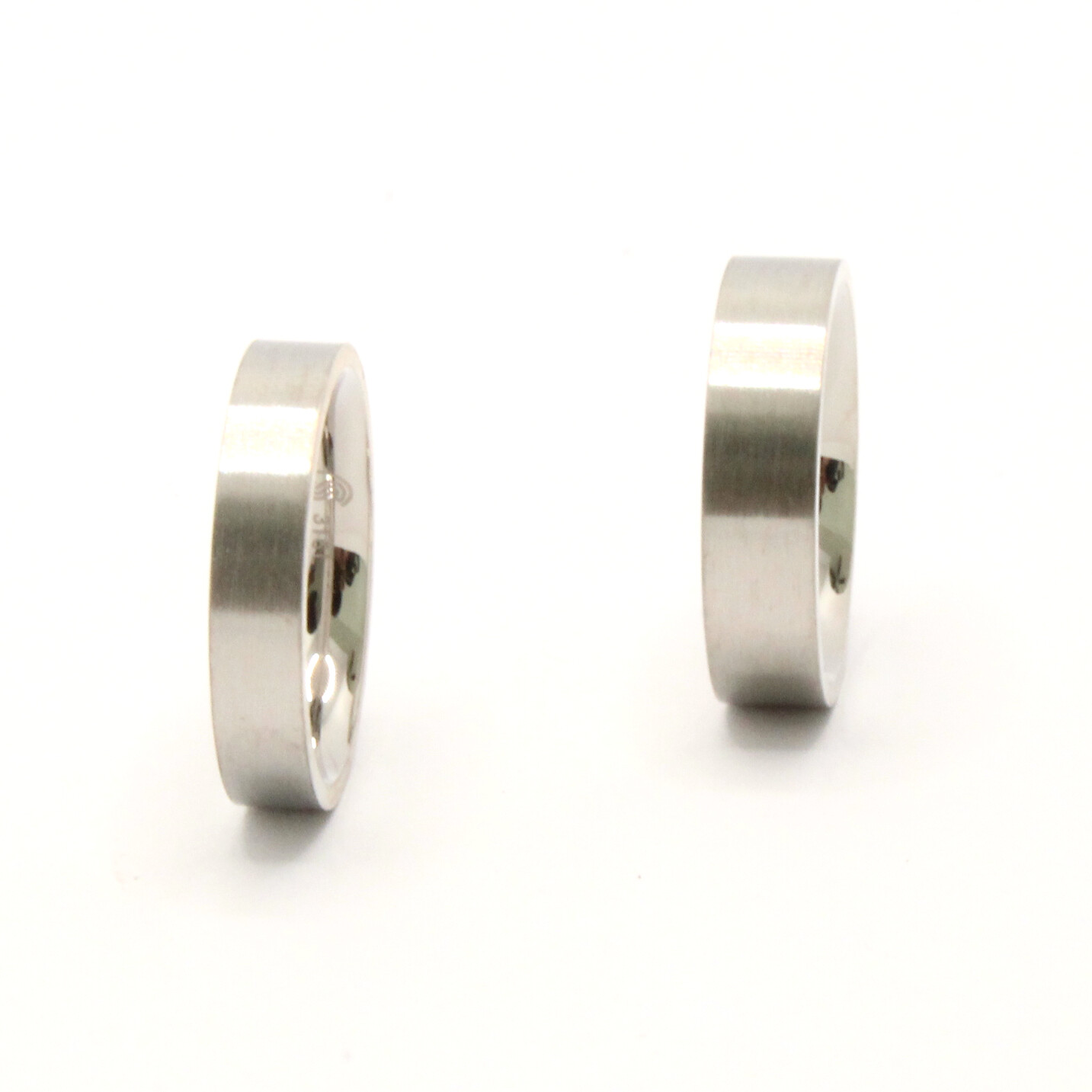 Stainless Steel Plain Matte Finish Flat Edge Wedding Thumb Ring Band 4-5mm