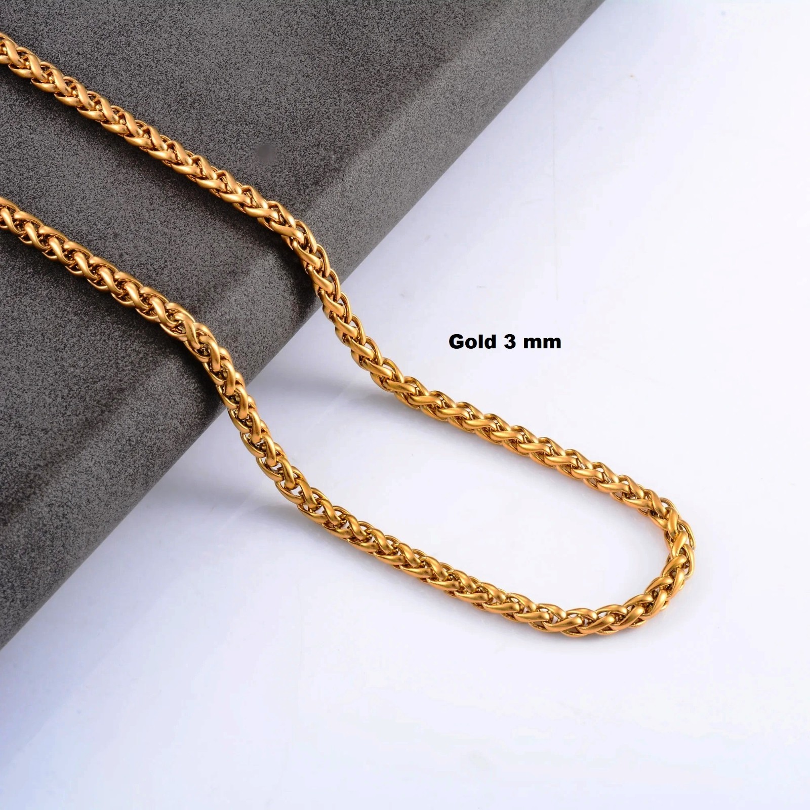 Foxtail Waterproof Necklace Silver/Gold Men Women, Braided Chain Stainless Steel