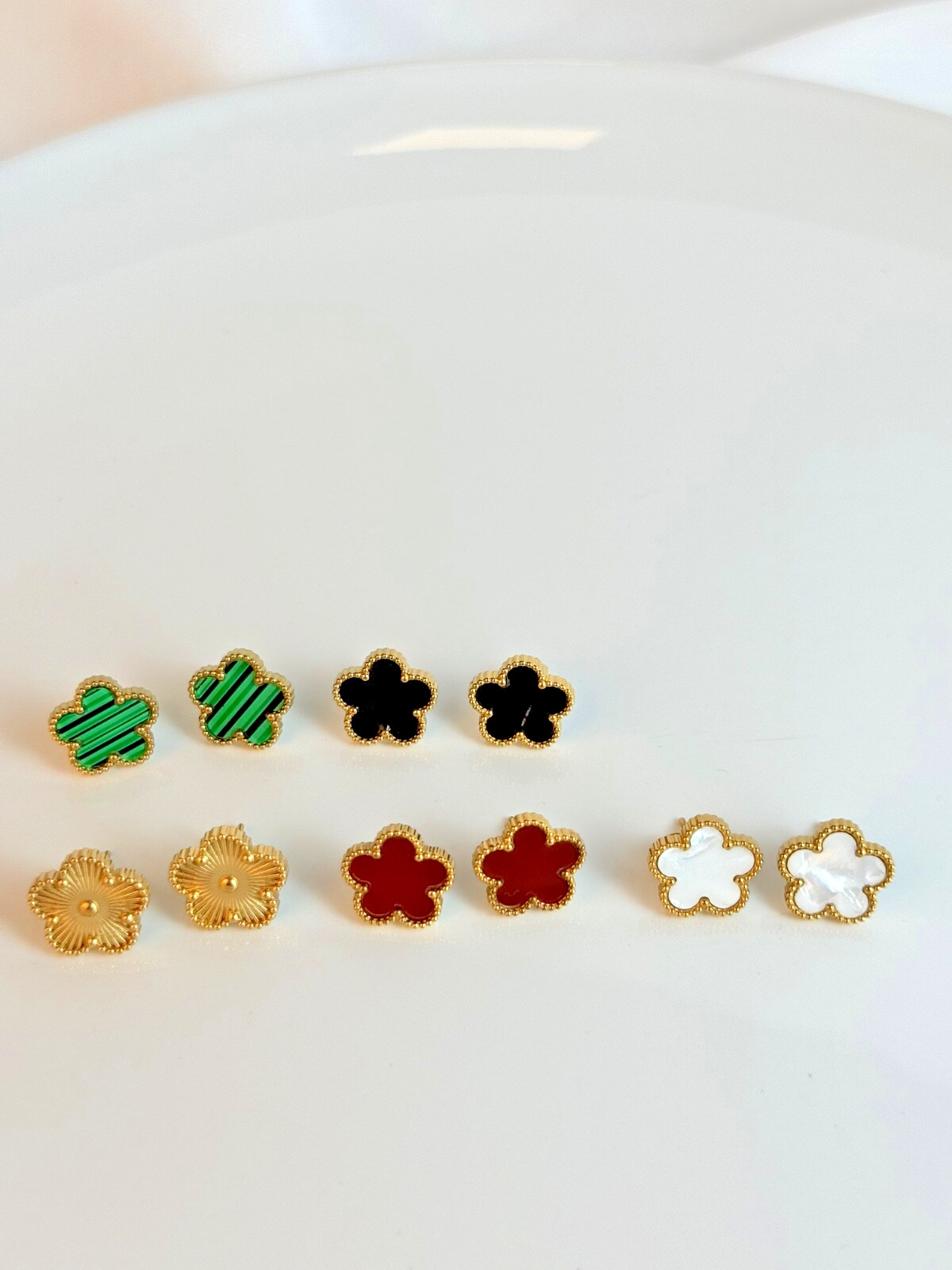 White Five Leaf Earrings – Lucky Charm Earrings