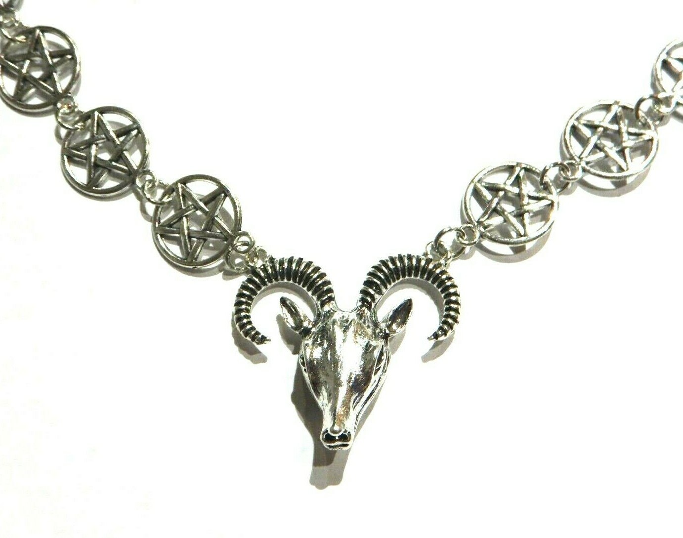 BAPHOMET & PENTAGRAMS CHOKER NECKLACE pentacle goat devil satanic gothic V1