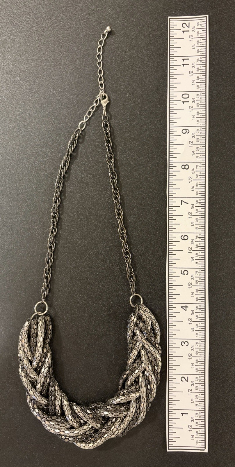Silver Multi Rope Chain Statement Necklace w/ Adjustable Extender Lobster Clasp