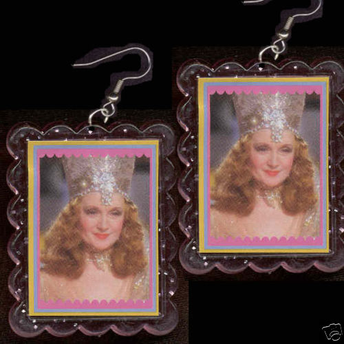 HUGE Funky Pink GLINDA EARRINGS Wizard of Oz Good Witch Cosplay Costume Jewelry