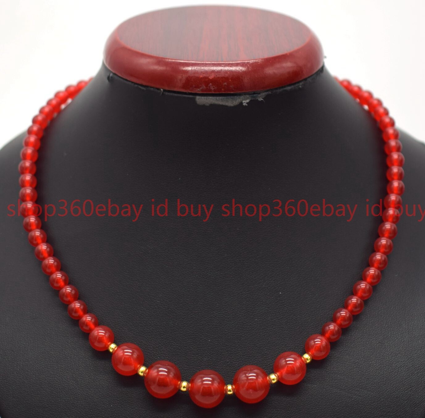 6-12mm Chinese Red Jade Jadeite Round Gemstone Beads Jewelry Necklace 18″