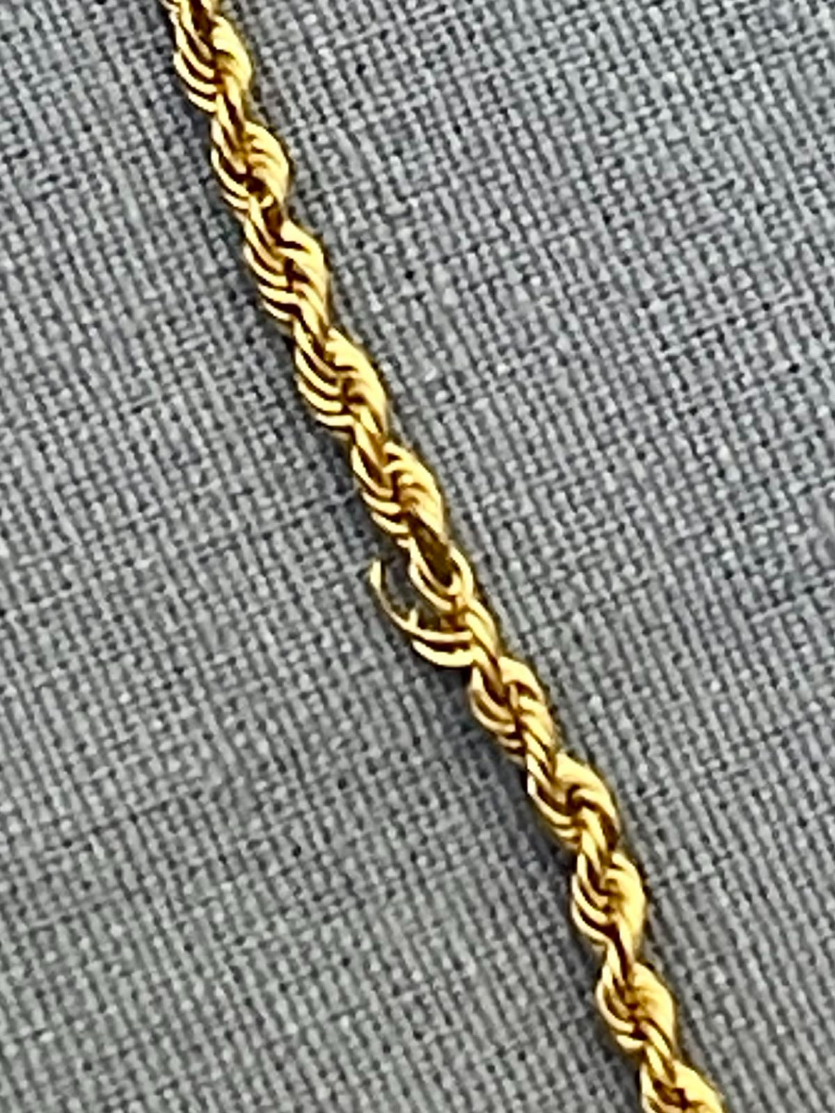 14K Yellow Gold Rope Link Chain Necklace 18″ Pre-owned 2.4 grams