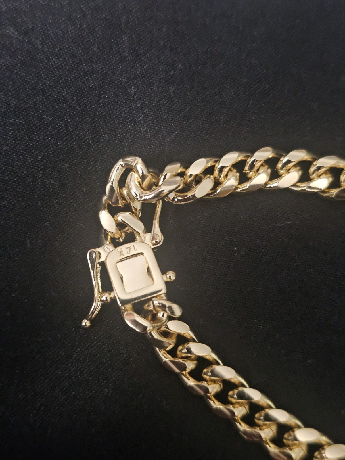 24in.14K Gold-Plated brass-6.2mm triple box lock Cuban Link Chain Necklace