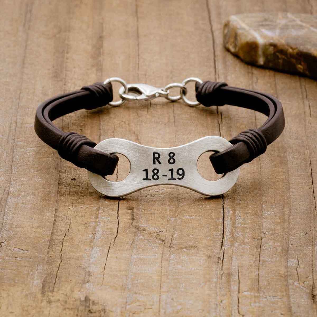 Linked Together Black Leather Bracelet Verse Pewter Charm Large by Lisa Leonard