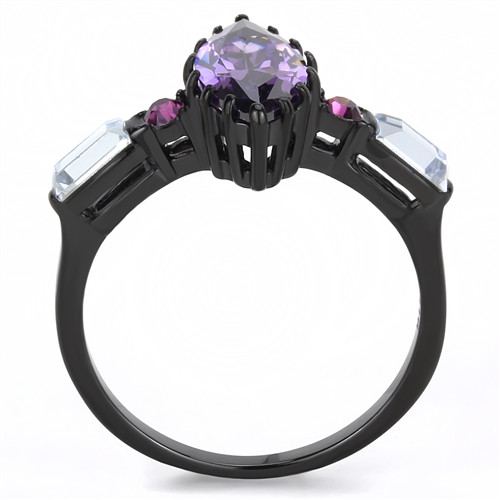 Women’S 1.62Ct Marquise AAA Grade Cubic Zircon CZ Black Ip Stainless Ring Tk3456