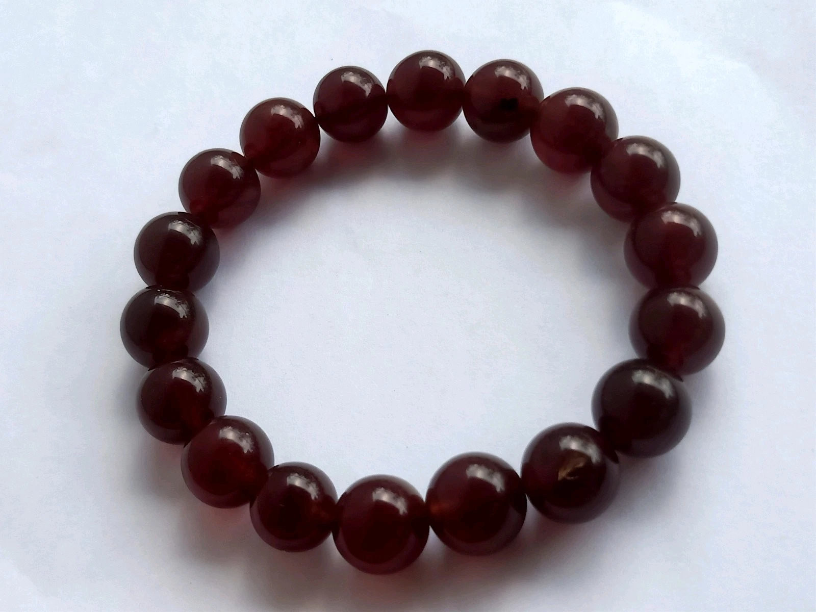 Red Amber Round 12mm Natural No Treatment Beads Bracelet