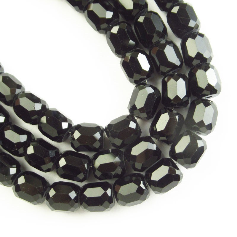 1Strand 8x7mm Faceted Black Crystal Column Loose Bead 24inch SJTZ27